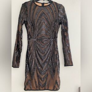 Black Long Sleeve Mini Cocktail Dress Size Small